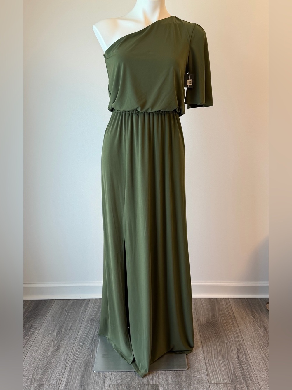 INC International Concepts Olive One-Shoulder Maxi Dress